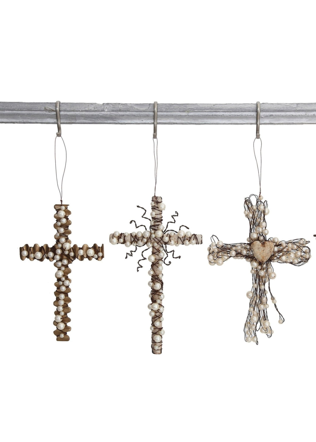 Wire Cross with Beads Ornament - Clementine Home Floral Gift