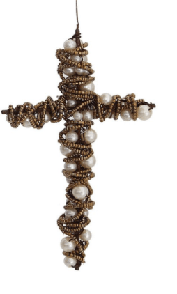 Wire Cross with Beads Ornament - Clementine Home Floral Gift