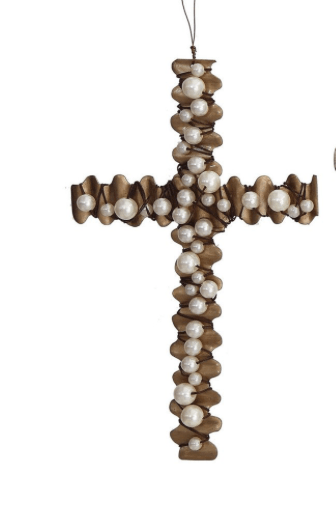Wire Cross with Beads Ornament - Clementine Home Floral Gift