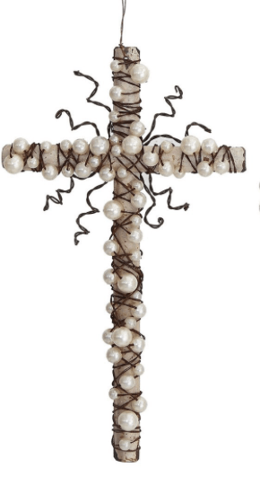 Wire Cross with Beads Ornament - Clementine Home Floral Gift