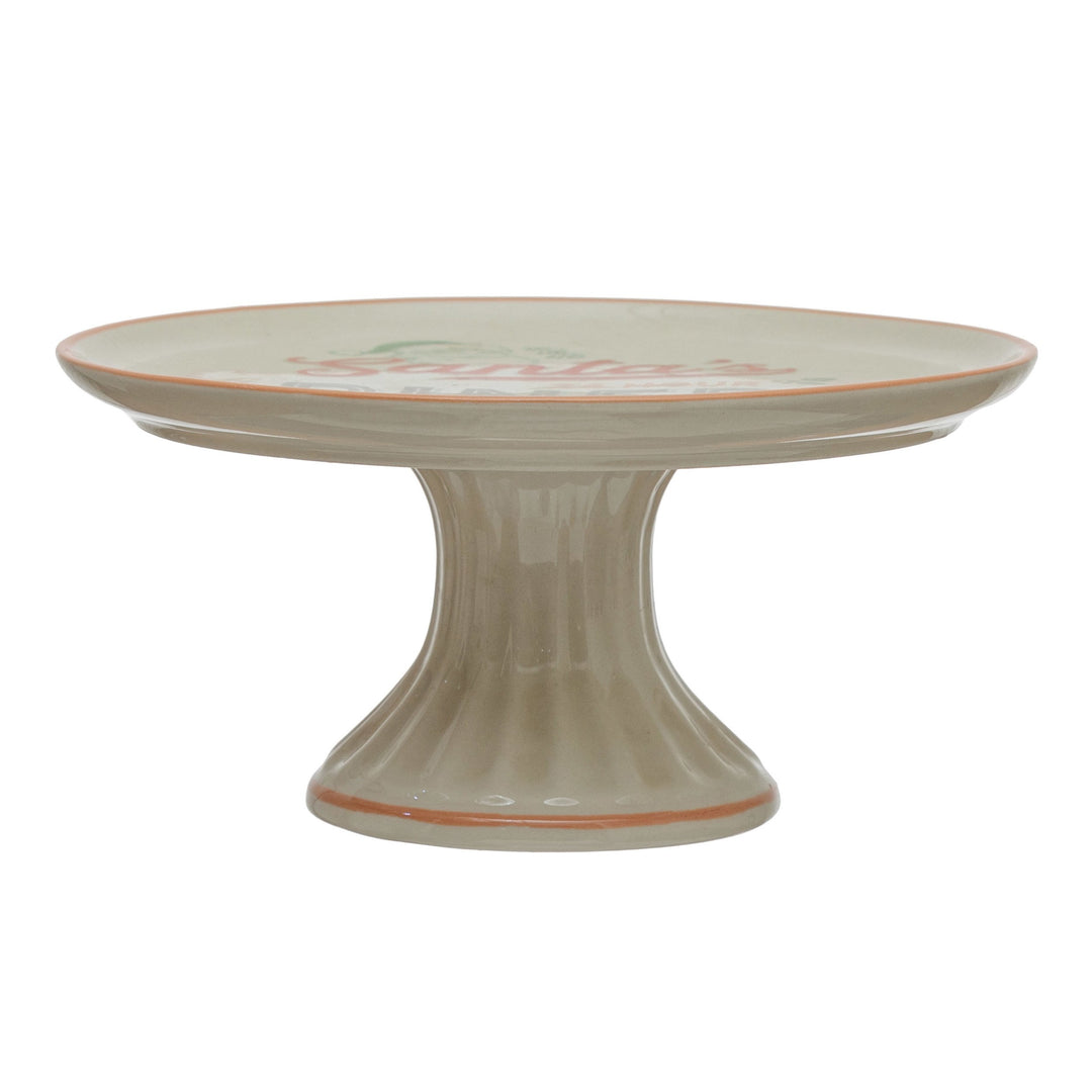 Santa's Diner Stoneware Cake Stand